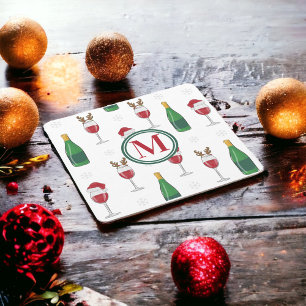 Dessous-de-verre Verres à vin de Noël Monogramme Flocons de neige