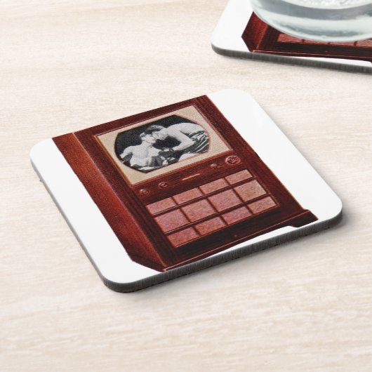 Dessous-de-verre vers 1951 téléviseur diffusant la boxe (Côté gauche)