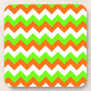 Dessous-de-verre Vert Citron Blanc Zigzag