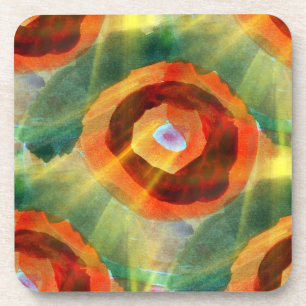 Dessous-de-verre vert de l'eau d'abrégé sur texture d'art, orange