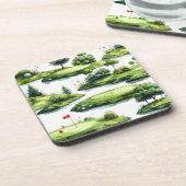 Dessous-de-verre Vert de putting de golf avec drapeau rouge (Côté gauche)