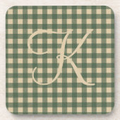 Dessous-de-verre Vert Monogram Tan Buffalo Plaid Rustique Campagne  (Devant)
