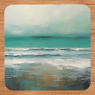 Dessous-de-verre Vert Turquoise Moderne Plage Peinture Océan