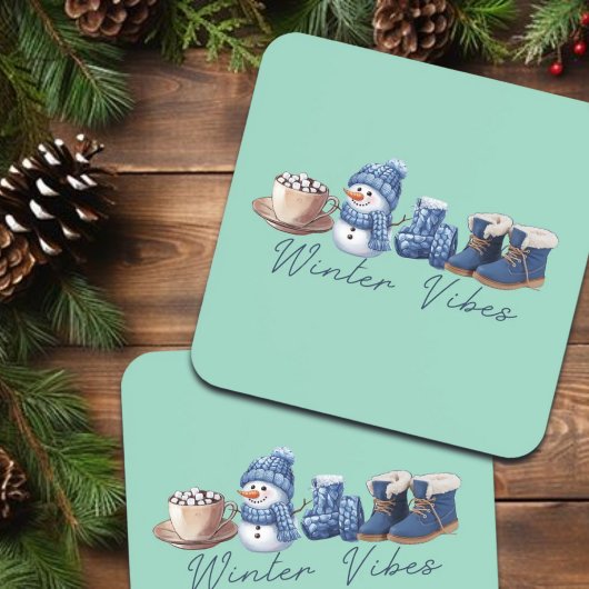 Dessous-de-verre Vibes d'hiver Friendly Snowman
