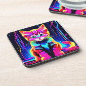 Dessous-de-verre Vibrant artisanat de chats (Côté gauche)