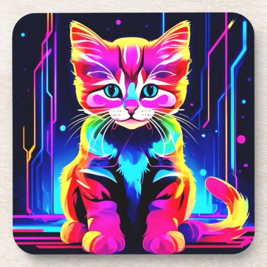 Dessous-de-verre Vibrant artisanat de chats (Devant)