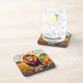 Dessous-de-verre Vibrant Colorée Lion mosaïque (Côté Droit)