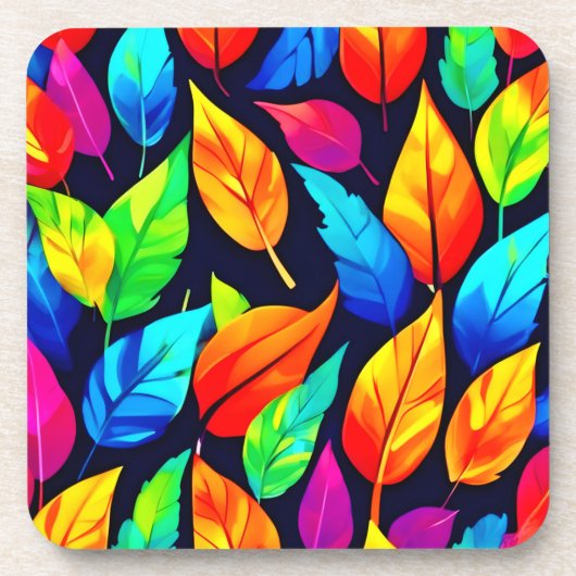 Dessous-de-verre Vibrant Feuilles d'automne Motif (Devant)