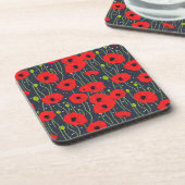 Dessous-de-verre Vibrant Modern Red Poppies Pattern Art (Côté gauche)