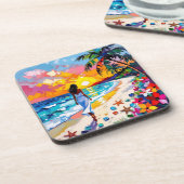 Dessous-de-verre Vibrant Sunset Abstract Beach Scene   (Côté gauche)