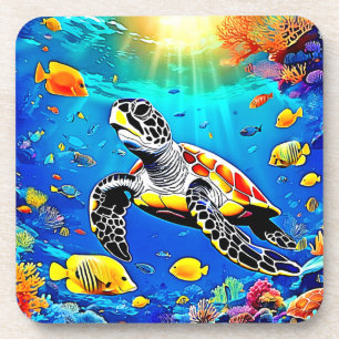 Dessous-de-verre Vibrant Turtle Reef Life