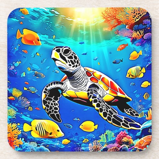 Dessous-de-verre Vibrant Turtle Reef Life (Devant)