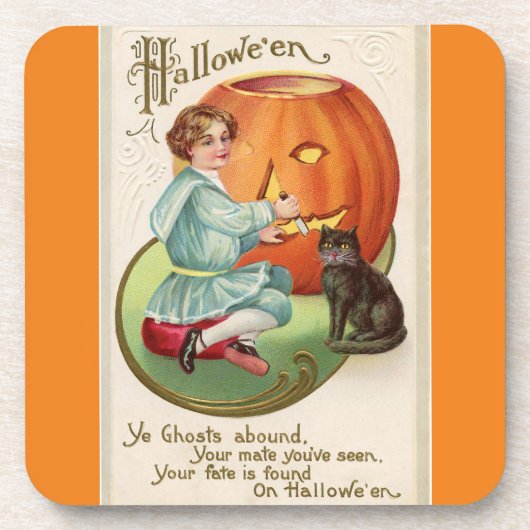 Dessous-de-verre Victorian Boy Carving Citrouille Halloween (Devant)