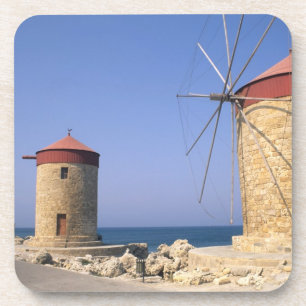 Dessous-de-verre Vieux moulins à vent célèbres de Rhodes Grèce