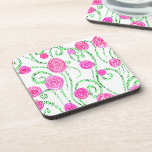 Dessous-de-verre Vignes vert et rose