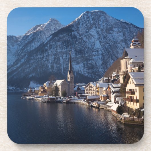 Dessous-de-verre Ville de Hallstatt dans la neige en hiver (Devant)