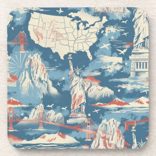 Dessous-de-verre Vintage American Landmark Motif - Liberty, USA