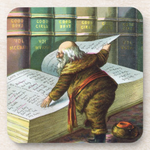 Dessous-de-verre Vintage Christmas, Père Noël Naughty Nice Liste