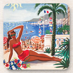 Dessous-de-verre Vintage Côte d'Azur Beach Girl
