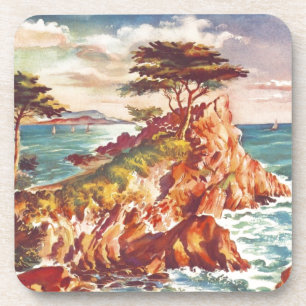 Dessous-de-verre Vintage Monterey Coastline California Tourisme USA
