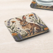 Dessous-de-verre Vintage Rabbit with Wildflowers (Côté gauche)