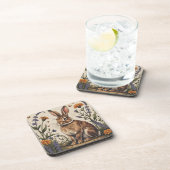 Dessous-de-verre Vintage Rabbit with Wildflowers (Côté Droit)