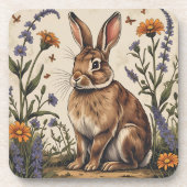 Dessous-de-verre Vintage Rabbit with Wildflowers (Devant)