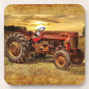 Dessous-de-verre Vintage Red Farm Tractor