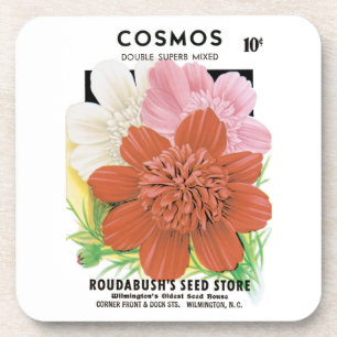 Dessous-de-verre Vintage Seed Packet Art, Cosmos Garden Flowers