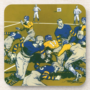 Dessous-de-verre Vintage Sports Football Game, Gold vs. Blue Teams