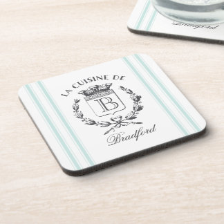 Dessous-de-verre Vintage Style français sac personnalisé Nom et mon