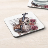Dessous-de-verre Violon et Rose (Côté gauche)