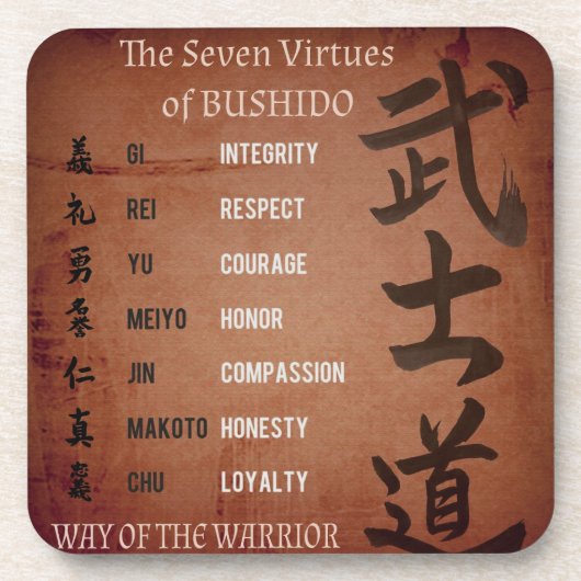 DESSOUS-DE-VERRE VIRTUES DE BUSHIDO (Devant)