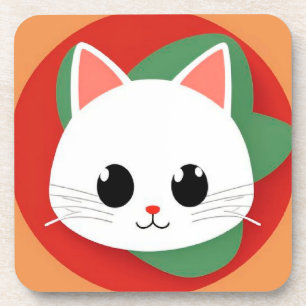 Dessous-de-verre Visage de chat de dessin animé mignon avec design