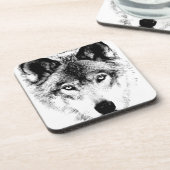 Dessous-de-verre Visage de loup. Image de faune de Digitals (Côté gauche)