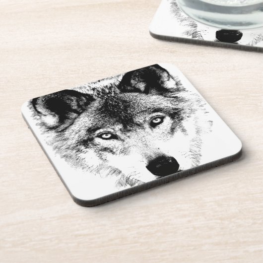 Dessous-de-verre Visage de loup. Image de faune de Digitals (Côté gauche)