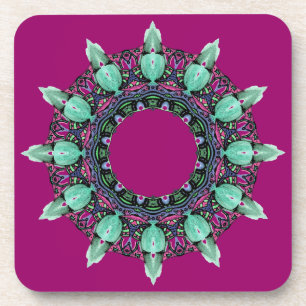 Dessous-de-verre visage horloge kaléidoscope fractale ART I