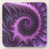 Dessous-de-verre Vivid Cool Abstrait rose violet Fractal Art Spiral (Devant)