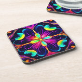 Dessous-de-verre Vivid Neon Floral Mandala Art (Côté gauche)