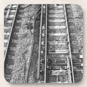 Dessous-de-verre Voies ferrées, image noire et blanche