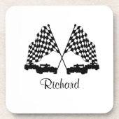 Dessous-de-verre Voitures et Checker Drapeau Course personnelle (Devant)