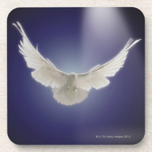 Dessous-de-verre Vol de colombe par le faisceau de lumière