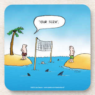 Dessous-de-verre Volleyball de requin dessin animé drôle