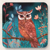 Dessous-de-verre Vom Künstler handillustrierte Eule – Boho Natur (Devant)