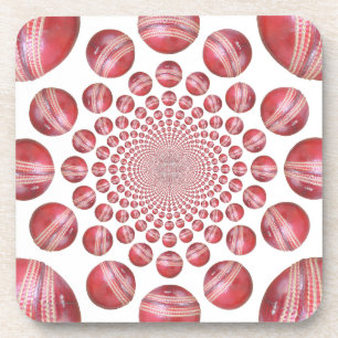 Dessous-de-verre Vortex Cramoisi : Belle Art de Balle de Cricket Ro