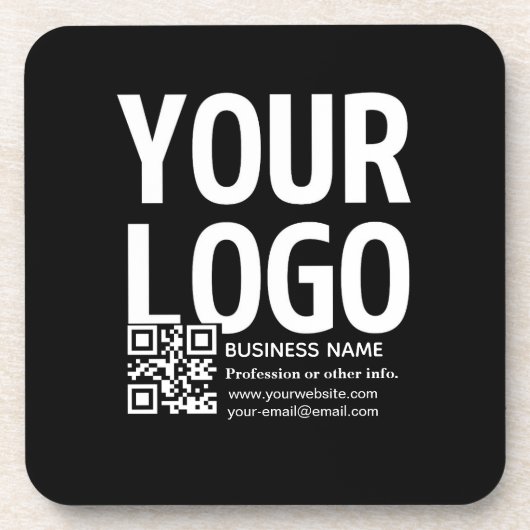 Dessous-de-verre Votre logo avec code QR et texte modifiables (Devant)