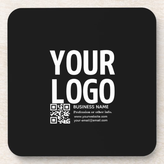 Dessous-de-verre Votre logo avec code QR et texte modifiables (Devant)