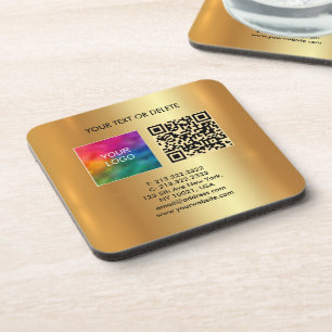 Dessous-de-verre Votre Logo Texte Personnalisé Code QR Modèle Black