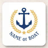 Dessous-de-verre Votre nom de bateau Ancre Elegant Gold Laurel Whit (Devant)