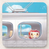 Dessous-de-verre Voyage en train avec chat (Devant)